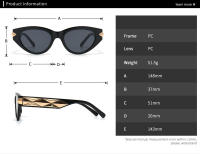 Toyear-gafas de sol clásicas de ojo de gato para mujer, anteojos de sol de diseñador de marca de lujo, montura de remache de Metal para mujer, Vintage, Sexy, a la moda - details 7