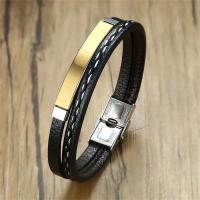 2025 Pulsera tejida de cuero para hombre, brazalete de acero inoxidable con contraste de Color de ocio - details 2
