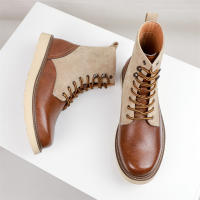 Botas de plataforma versátiles de moda retro americana de cuero botas de herramientas - details 8