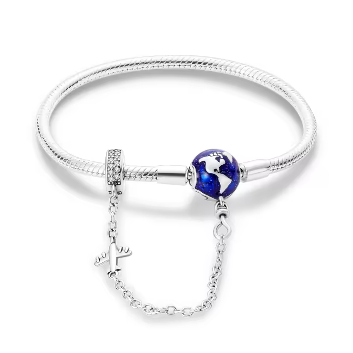 Pulsera de plata de ley 925 con forma de corazón y mariposa para mujer, brazalete de cadena de seguridad, compatible con abalorios originales, joyería - 1