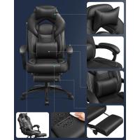 Silla de Oficina con reposapiés telescópico - Reposacabezas Ajustable - Soporte Lumbar - Carga máxima 150 kg - Negro - details 3