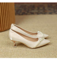 Nuevos y hermosos zapatos de boda de champán francés, nicho de las mujeres, temperamento de alta gama, barra de perlas, zapatos de dama de honor mitzvah, tacones altos. - details 17