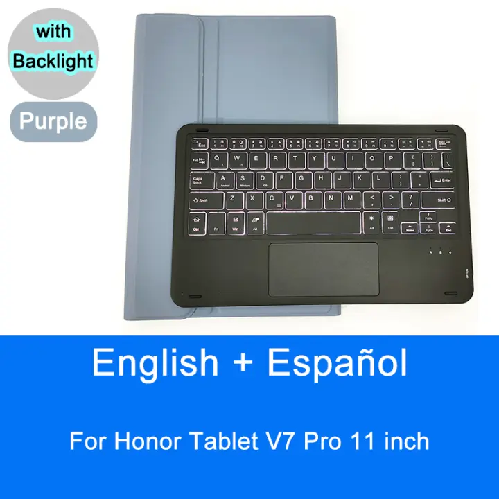 Funda con teclado Bluetooth para tableta Honor V7 Pro, 11 pulgadas, Trackpad, retroiluminación, teclado Inglés y Español - 1