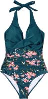 Traje de baño sexy de una pieza con lazo en el cuello y espalda cruzada para mujer - details 17