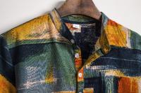 Camisa de lino de manga corta para hombre, camisa de flores de estilo étnico indio, novedad de verano, 2019 - details 42