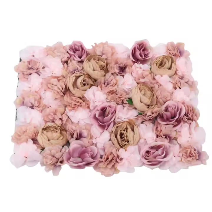 Paneles de flores artificiales, decoración de fondo de boda, fiesta de pared, rosa, 60x40 Cm, 6 piezas - 1