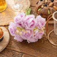 Ramo de rosas artificiales de 8 cabezas, flores de rosas de seda elegantes de tacto Real, plantas falsas de lujo hechas a mano, decoración de boda - details 6