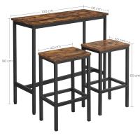 Juego de Mesa y Taburetes de Bar, Mesa de Desayuno con 2 taburetes, Industrial, Marrón Rústico y Negro - details 2