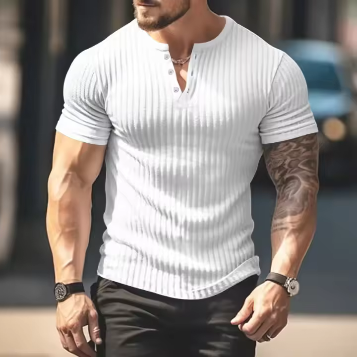 Moda y Estados Unidos color sólido nuevo verano de manga corta comercio exterior camisa casual Camiseta de punto - 1