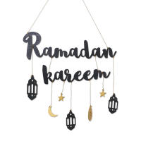 Ramdan Kareem Letras de Madera Decoración de Eid Mubarak con Guirnaldas de Papel de Luna Estrellas - details 0