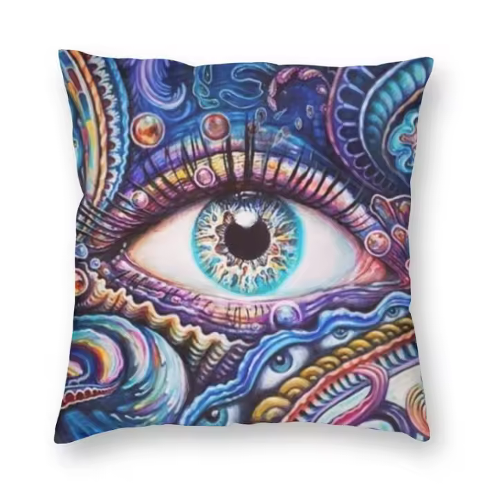Funda de almohada para dormitorio, sala de estar, ojo malvado, arte negro, funda de cojín, espíritu misterioso, sofá, decoración del hogar y el coche - 1