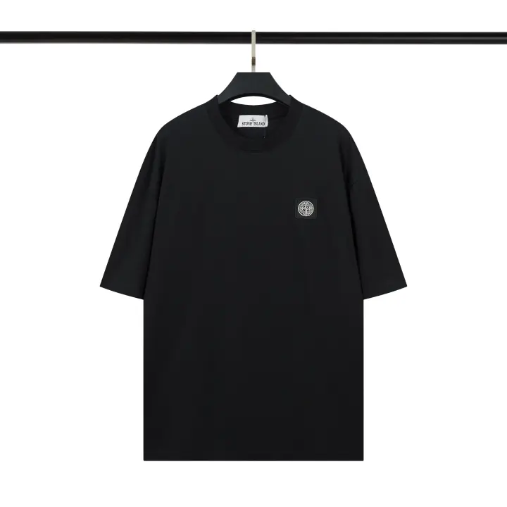 Camiseta de manga corta de alta calidad para hombre, camiseta de verano de manga corta a la moda, bordado de Stone Island - 1