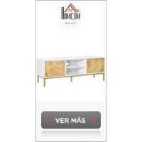 Mueble de TV para Televisores de 50" Mesa de Salón Moderno con Puerta 2 Estantes Abiertos y 2 Cajones Carga 30 kg para Dormitorio Sala 120x28x44 cm Blanco - details 7