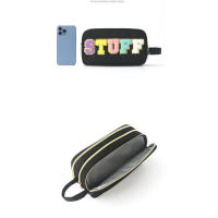 Bolsa de cosméticos con alfabeto bordado, impermeable, bolsa de lavado corporal, bolsa de almacenamiento portátil de gran capacidad. - details 2