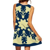 Vestido nuevo con cuello en V, sin mangas, vestido estampado sexy, vestido midi largo con vuelo amplio. - details 2