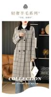 Abrigo de mujer con solapas de otoño e invierno, cárdigan largo de punto a cuadros con doble botonadura y bolsillos grandes, 100% de lana pura, 2024 - details 0