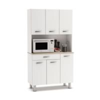 Auxiliar Cocina, Armario Cocina, Alacena Cocina Buffet 6 Puertas Blanco y Roble Acacia 101x185 cm. - details 6