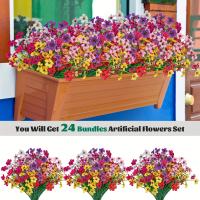 Flores Artificiales Resistentes a Rayos UV 12 Piezas de Plástico Duraderas para Cajas de Ventanas, Macetas, Patios, Hogares, Decoración Interior y Exterior - details 6
