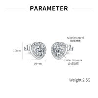 Pendientes de acero inoxidable de alta calidad con incrustaciones de circonita, collar de amor para mujer - details 1
