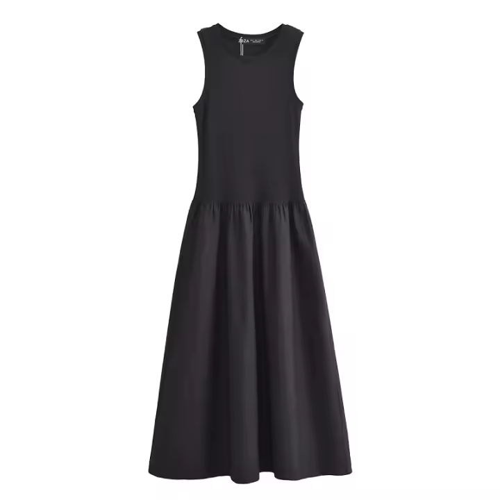 Elegante Vestido Largo en Khaki Vestido Negro sin Mangas para Mujer Primavera 2025 - 1