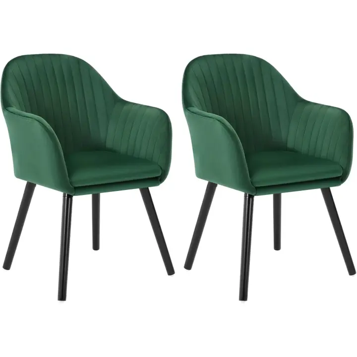 Sillas de Comedor Estilo Vintage Juego de 2 Adornadas con Brazo Reposabrazos Estructura de Madera - 1