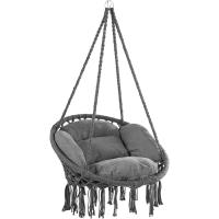 Silla Colgante 2 Cojines Asiento Ø65cm hasta 150Kg Tejido Antracita Hamaca Columpio Exterior Interior - details 0