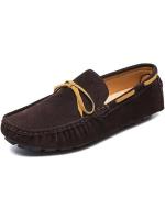 Los hombres mocasines zapatos de cuero vegano zapatos de la cubierta detalles de costura gamuza Vamp suela de goma Flexible tacón plano cómodo baile Slip-on - details 3