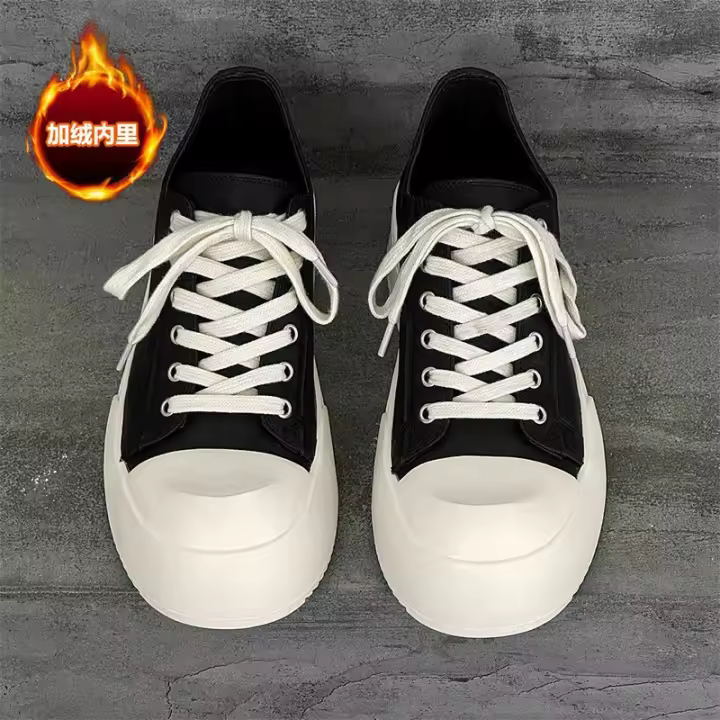 Nuevos zapatos casuales diarios de terciopelo negro con suela gruesa y realce - 1