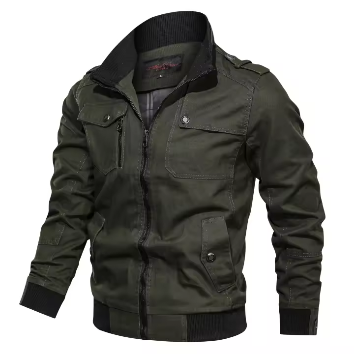 Chaqueta Bomber de Moda para Hombres Primavera Otoño 2025 Ajuste Delgado Material de Algodón - 1
