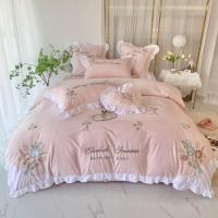 Funda nórdica de algodón puro con grapas largas, elegante, estampado reactivo, teñido, juego de cama y fundas de almohada planas - details 7