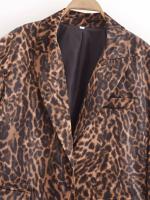 Blazer corto con estampado de leopardo para mujer, chaqueta de traje alta con cuello de solapa de manga larga, trajes de otoño e invierno para mujer - details 1