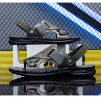 Sandalias de cuero para hombre, zapatos suaves de playa y exterior, planos, color negro, para jardín, 2024 - details 16