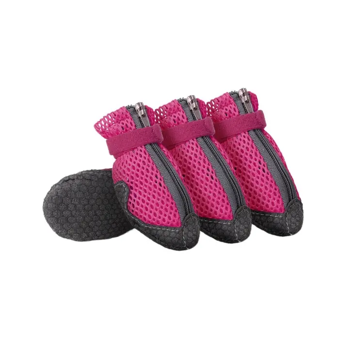 4 Uds. Zapatos cómodos de moda para perros, zapatos de malla transpirables antideslizantes para perros, calzado protector fácil de limpiar para perros al aire libre - 1