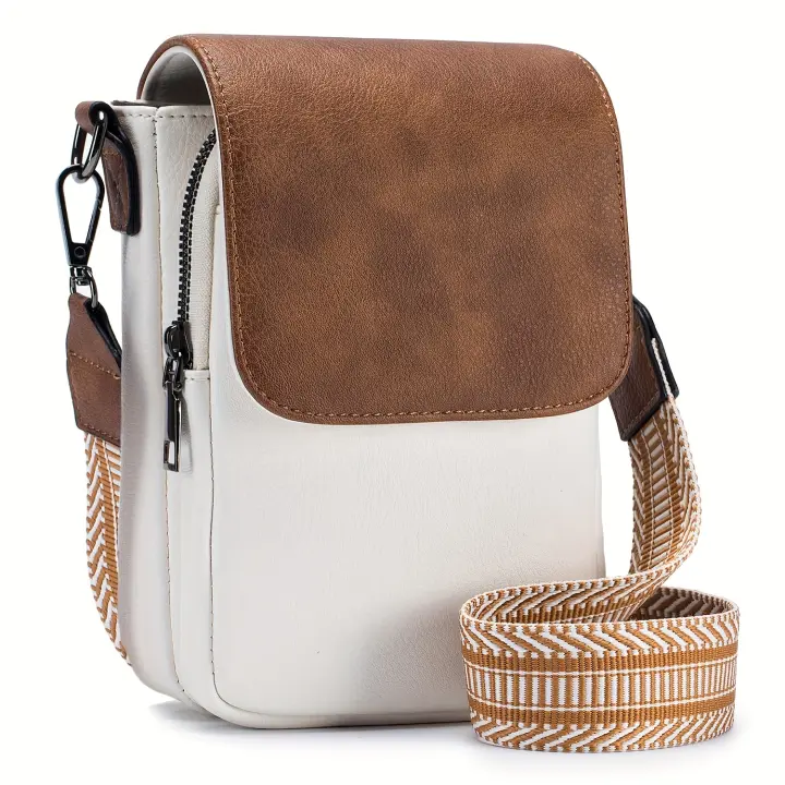 Bolso bandolera elegante para mujer con correa ancha ajustable con estampado geométrico, teléfono multifuncional, diseño compacto - 1