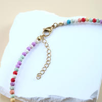 Collar de acero inoxidable para mujer, Gargantilla a mano de perlas de colores con letras pequeñas, con lindas iniciales, joyas bohe - details 5