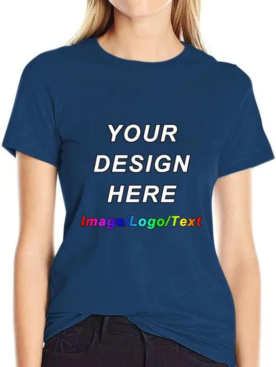 Camisetas personalizadas para mujer Diseña tu propia camisa Camisetas personalizadas Añadir imagen Logo Texto Camiseta de algodón - 1