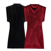 , nable Año Nuevo Corto sin mangas con hombreras de terciopelo, elegante vestido de noche para mujer - details 1