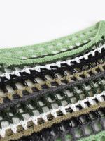 Suéter mujer una palabra cuello cabeza manga larga grano horizontal grano vacío playa bata suéter primavera y verano - details 4