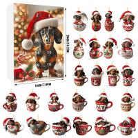 Calendario de Adviento de Navidad 2024,con 24 encantadores colgantes de perro salchicha, adornos de árbol de Navidad para decora - details 30
