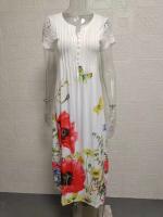 Elegante Vestido Largo con Encaje Impreso de Moda 2024 Cuello en V Alto Cintura Grande Swing Maxi para Mujeres - details 3