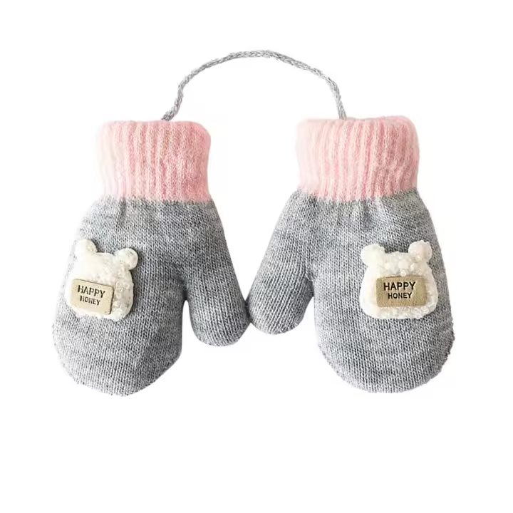 Guantes de punto para niños y niñas, manoplas cálidas, dibujos animados, conejo, lindo - 1