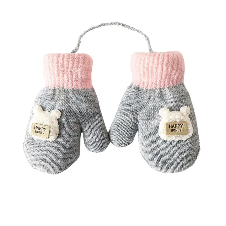 Guantes de punto para niños y niñas, manoplas cálidas, dibujos animados, conejo, lindo - 1