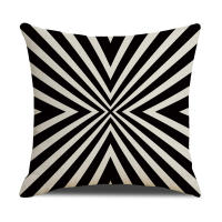 Funda de Almohada de Lino Impermeable para Exteriores Estampado Geométrico a Rayas Blanco-Negro - details 2
