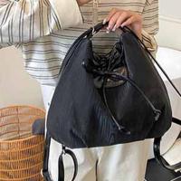 Mochila con lazo plateado de Color sólido, bolso de hombro estilo coreano de gran capacidad, bolso de compras versátil - details 10
