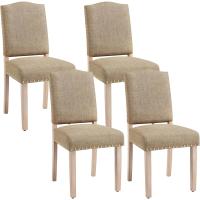 Juego de 4 sillas de comedor con respaldo alto, sillas de cocina, patas de madera maciza, diseño clásico, con botones bronceados, sillones y sillas para salón, asientos tapizados - details 50