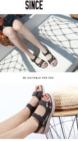 Nuevas sandalias de cuero para mujer, zapatillas deportivas con tacón inclinado, velcro ligero de gran tamaño para mujer - details 17