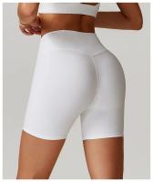 Pantalones cortos deportivos de cintura alta para Fitness, pantalones cortos de Yoga, ajustados, transpirables, de cinco botones - details 3