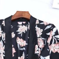 Pijama de seda estampado de dos satén para mujer, albornoz+pijama, conjunto de salón, pijama - details 3