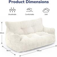 Sillon Puff con relleno incluido, sofás de dos plazas con asas portátiles, sillas de salón ergonómicas, puf interior para sala de estar, dormitorio, sala de juegos, beige - details 2