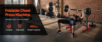 SucceBuy Máquina de prensa de pecho, juego de prensa de banco con capacidad de 450 libras, banco plano e inclinado ajustable con brazos convergentes independientes, equipo de entrenamiento para parte superior del cuerpo para pecho, abdominales y hombros - details 0